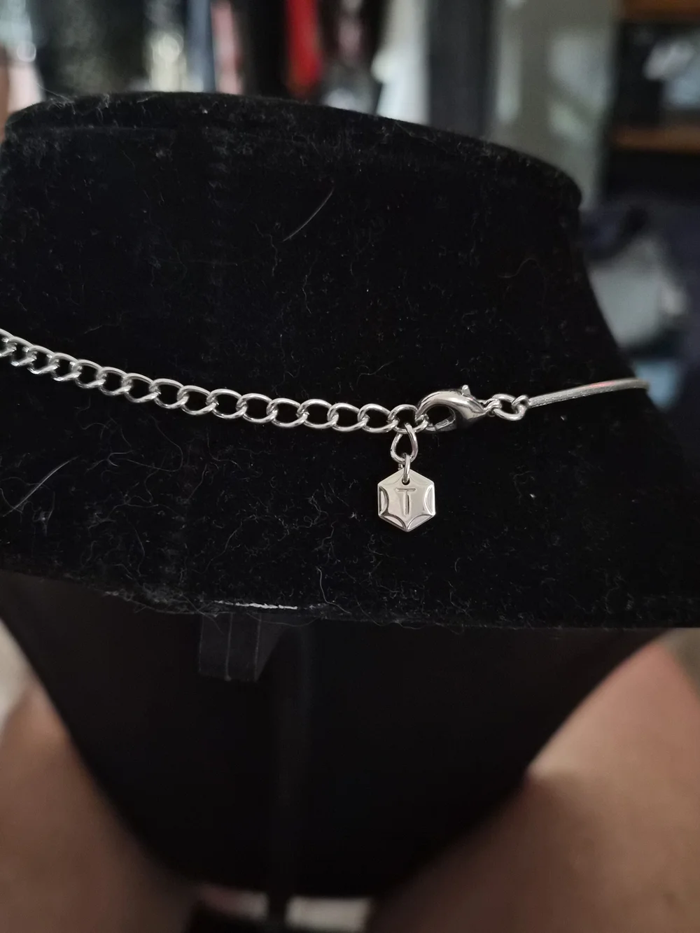Touchstone Crystal Sterling Silver Blue and Iridescent Station Necklace